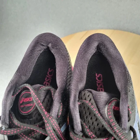 Asics Gel-Nimbus 23 Womens Running Shoes Black Pink Blue 1012A885 Size 7 - Picture 7 of 9